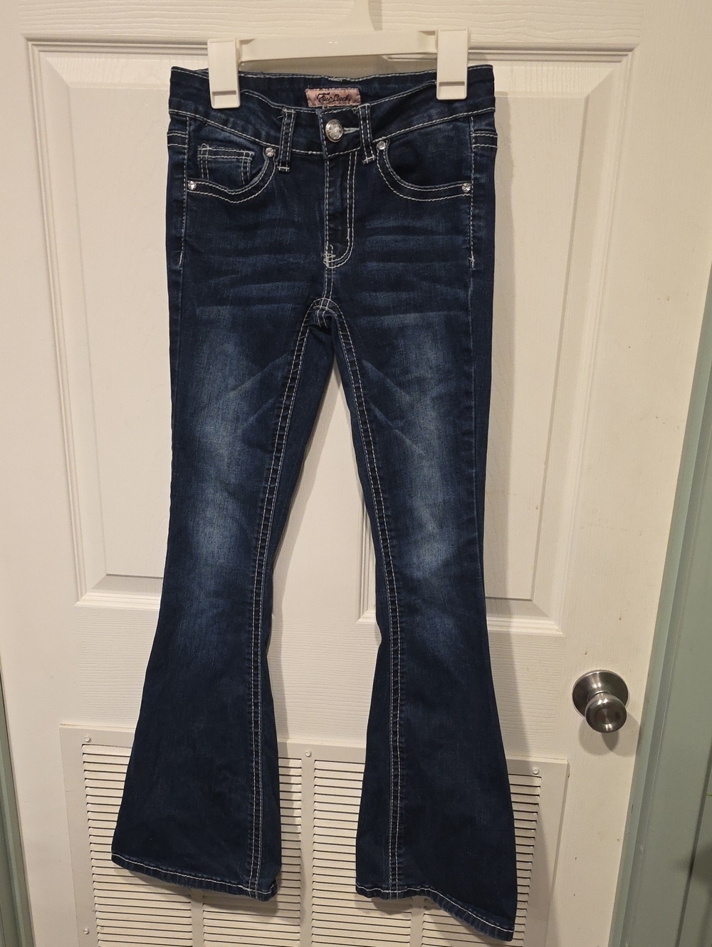 Dark Blue Women's Flare Jeans - Classic Stretch Denim